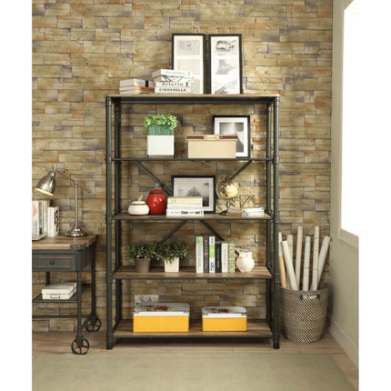 ACME 92200 Itzel Bookshelf, Antique Oak & Sandy Gray