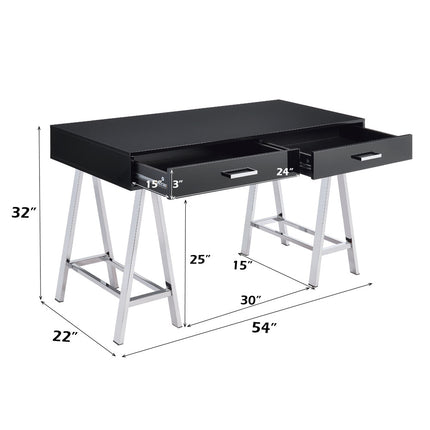 ACME 92227 Coleen Desk, Black High Gloss & Chrome