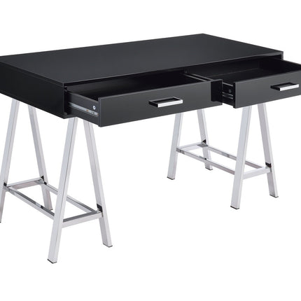 ACME 92227 Coleen Desk, Black High Gloss & Chrome