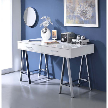 ACME 92229 Coleen Desk, White High Gloss & Chrome