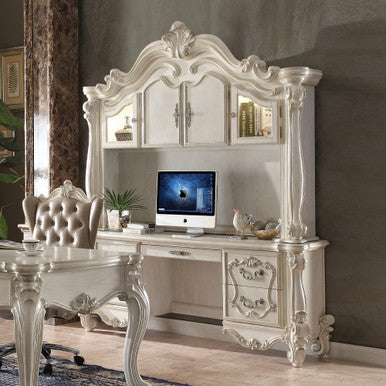 ACME 92278 Versailles Computer Desk & Hutch, Bone White (1Set/2Ctn) ACME Furniture