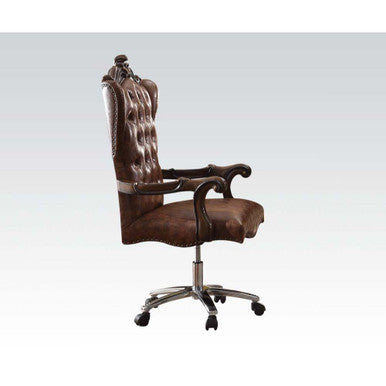 ACME 92282 Versailles Executive Chair with Swivel & Lift, 2-Tone Light Brown PU & Cherry Oak ACME Furniture
