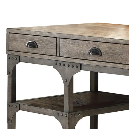 ACME 92325 Gorden Desk, Weathered Oak & Antique Silver