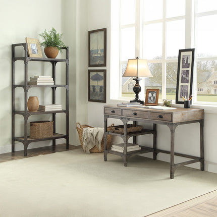 ACME 92325 Gorden Desk, Weathered Oak & Antique Silver