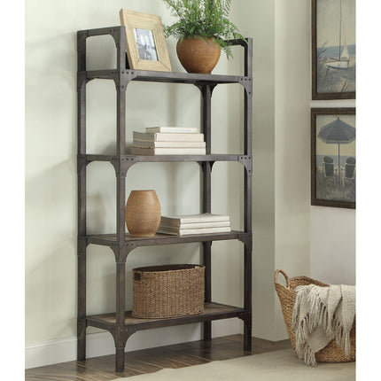 ACME 92327 Gorden Bookshelf, Weathered Oak & Antique Silver