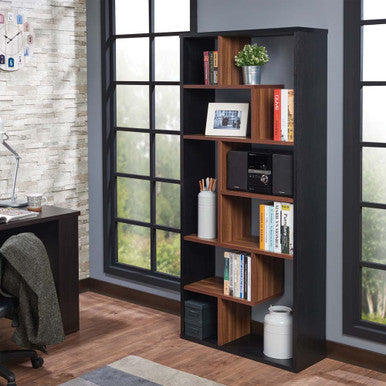 ACME 92358 Mileta II Bookshelf, Black & Walnut ACME Furniture
