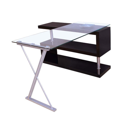ACME 92366 Buck Desk with Swivel, Black High Gloss & Clear Glass