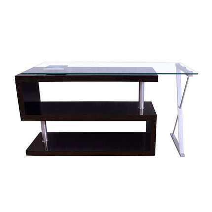 ACME 92366 Buck Desk with Swivel, Black High Gloss & Clear Glass