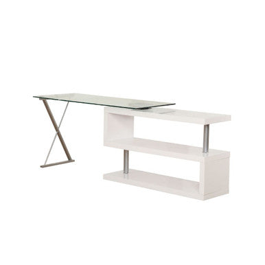 ACME 92368 Buck Desk with Swivel, White High Gloss & Clear Glass ACME Furniture