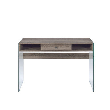 ACME 92372 Armon Desk, Gray Oak & Clear Glass ACME Furniture