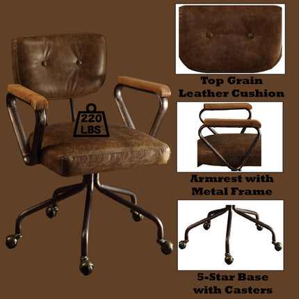 ACME 92410 Hallie Executive Office Chair, Vintage Whiskey Top Grain Leather