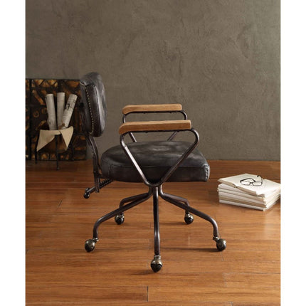ACME 92411 Hallie Executive Office Chair, Vintage Black Top Grain Leather