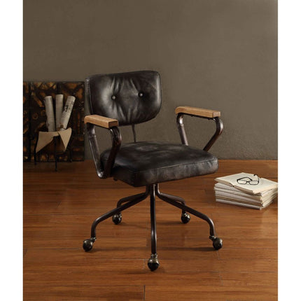 ACME 92411 Hallie Executive Office Chair, Vintage Black Top Grain Leather
