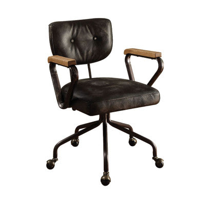 ACME 92411 Hallie Executive Office Chair, Vintage Black Top Grain Leather ACME Furniture