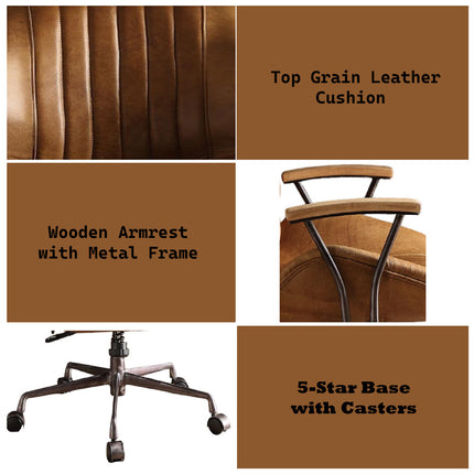ACME 92412 Hamilton Executive Office Chair, Coffee Top Grain Leather
