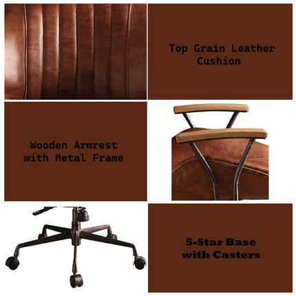 ACME 92413 Hamilton Executive Office Chair, Cocoa Top Grain Leather