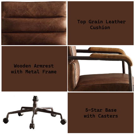 ACME 92414 Harith Executive Office Chair, Retro Brown Top Grain Leather