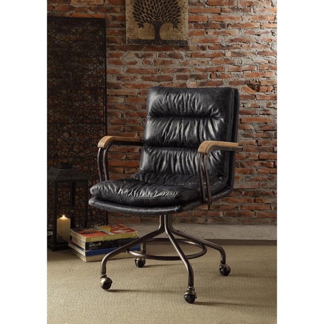 ACME 92417 Harith Executive Office Chair, Vintage Blue Top Grain Leather
