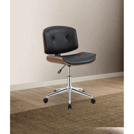 ACME 92418 Camila Office Chair, Black PU & Walnut