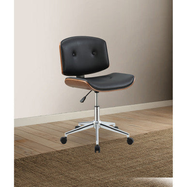 ACME 92418 Camila Office Chair, Black PU & Walnut ACME Furniture