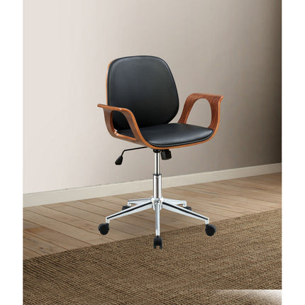 ACME 92419 Camila Office Chair, Black PU & Walnut