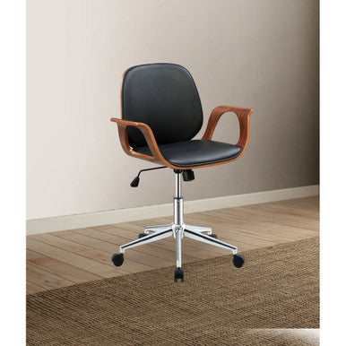 ACME 92419 Camila Office Chair, Black PU & Walnut ACME Furniture