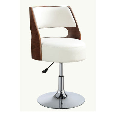 ACME 92421 Camila Adjustable Stool with Swivel (1 Piece), White PU & Walnut, 19"~23" Seat Height ACME Furniture