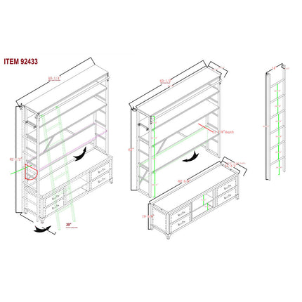 ACME 92433 Actaki Bookshelf, Sandy Gray (1Set/3Ctn)