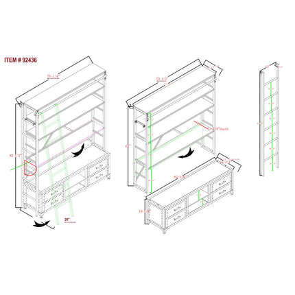 ACME 92436 Actaki Bookshelf, Sandy Gray (1Set/3Ctn)