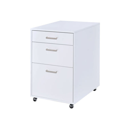 ACME 92454 Coleen File Cabinet, White High Gloss & Chrome