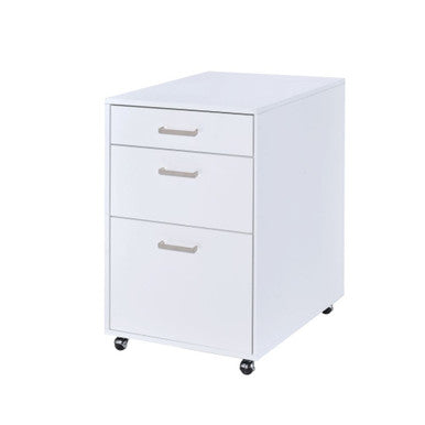 ACME 92454 Coleen File Cabinet, White High Gloss & Chrome ACME Furniture