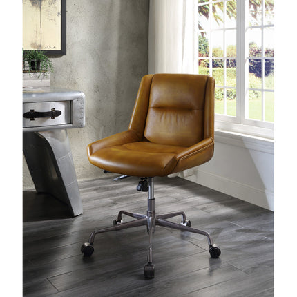 ACME 92499 Ambler Executive Office Chair, Saddle Brown Top Grain Leather