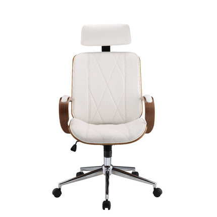 ACME 92513 Yoselin Office Chair, White PU & Walnut