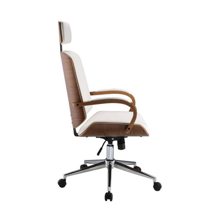 ACME 92513 Yoselin Office Chair, White PU & Walnut
