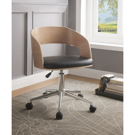 ACME 92514 Yoshiko Office Chair, Black PU & Beech