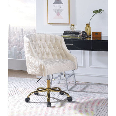 ACME 92517 Levian Office Chair, Vintage Cream Velvet & Gold ACME Furniture