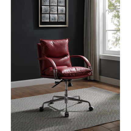 ACME 92536 Haggar Executive Office Chair, Vintage Red Top Grain Leather