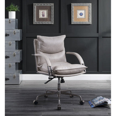 ACME 92537 Haggar Executive Office Chair, Vintage White Top Grain Leather ACME Furniture