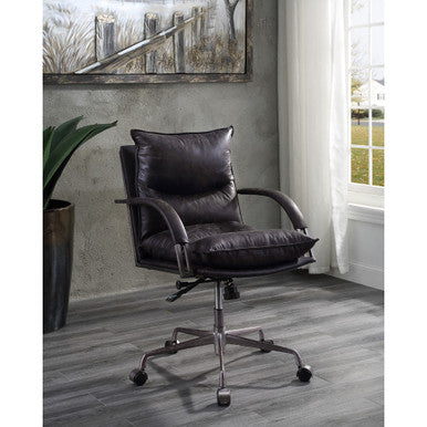 ACME 92538 Haggar Executive Office Chair, Antique Slate Top Grain Leather ACME Furniture