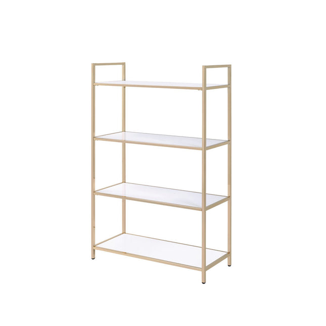 ACME 92542 Ottey Bookshelf, White High Gloss & Gold