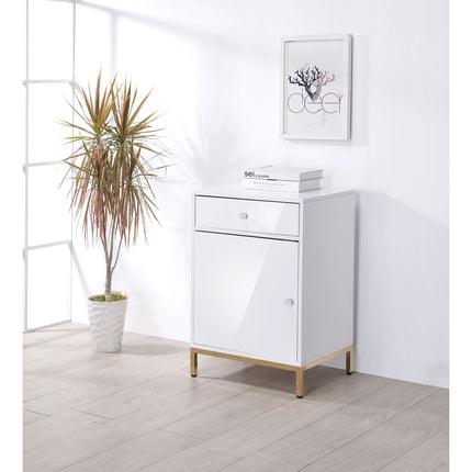 ACME 92543 Ottey Cabinet, White High Gloss & Gold