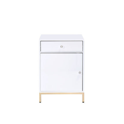 ACME 92543 Ottey Cabinet, White High Gloss & Gold