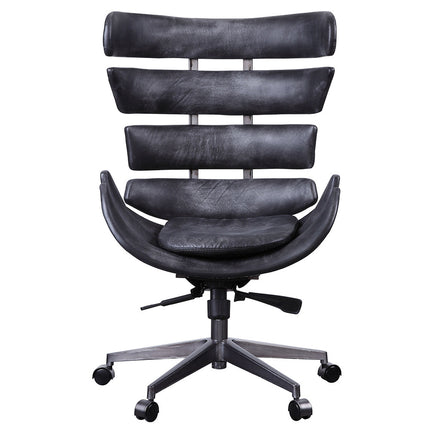 ACME 92552 Megan Executive Office Chair, Vintage Black Top Grain Leather & Aluminum