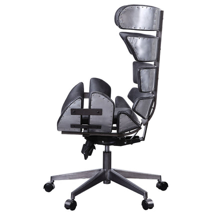 ACME 92552 Megan Executive Office Chair, Vintage Black Top Grain Leather & Aluminum