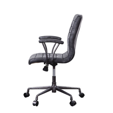 ACME 92557 Barack Executive Office Chair, Vintage Black Top Grain Leather & Aluminum