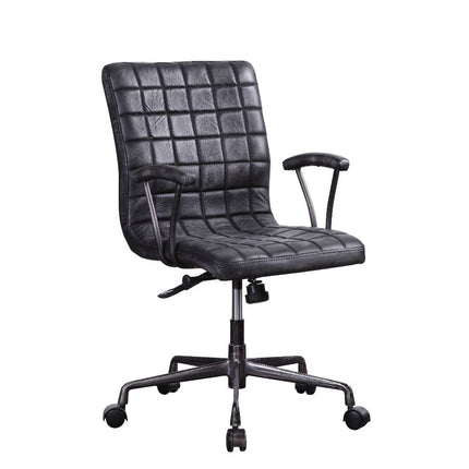 ACME 92557 Barack Executive Office Chair, Vintage Black Top Grain Leather & Aluminum