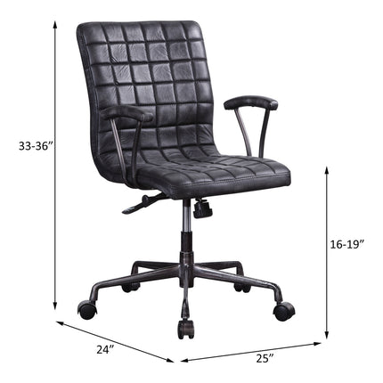 ACME 92557 Barack Executive Office Chair, Vintage Black Top Grain Leather & Aluminum