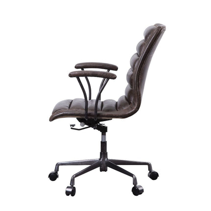 ACME 92558 Zooey Executive Office Chair, Distress Chocolate Top Grain Leather