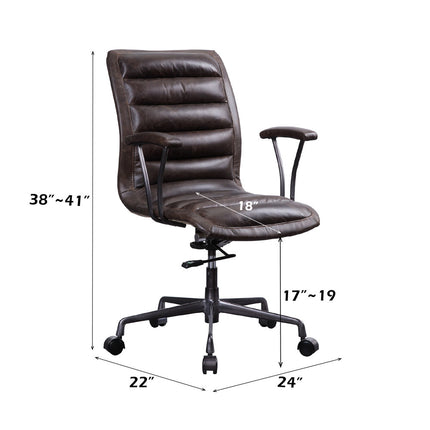 ACME 92558 Zooey Executive Office Chair, Distress Chocolate Top Grain Leather