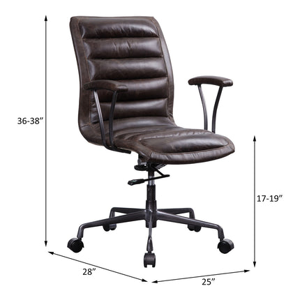 ACME 92558 Zooey Executive Office Chair, Distress Chocolate Top Grain Leather